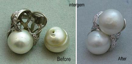 芯が折れた南洋真珠真珠の修理