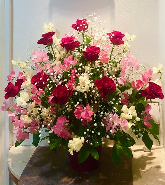 インタージェム今週のお花バラ・スイトピー・かすみ草